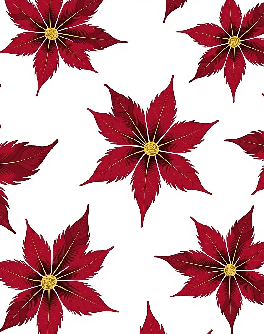 Crimson Feathered Flower Arrangement Rug