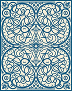 Exotic Blue Floral Intricate Pattern Rug
