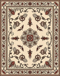 Ornate Floral Scrollwork Beige Brown Rug