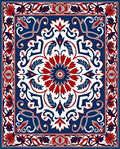 Classic Floral Medallion Red Blue Rug