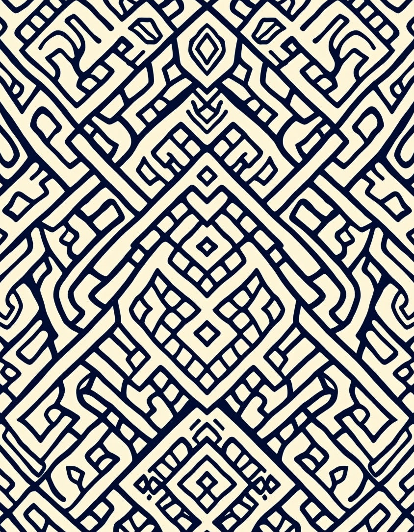 Tribal Maze Pattern Design Rug