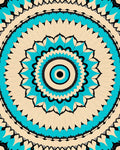 Radiant Circular Teal Floral Pattern Rug