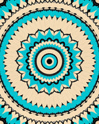 Radiant Circular Teal Floral Pattern Rug