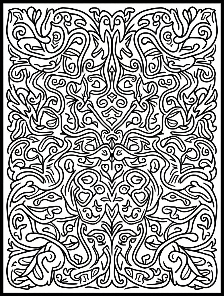 Ornate Black And White Floral Rug
