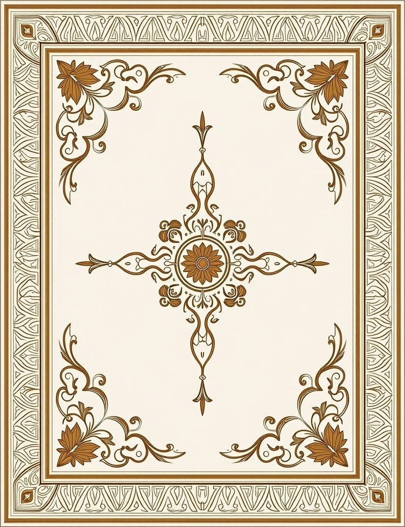Classic Floral Medallion Border Design Rug