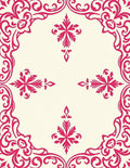 Ornate Pink Floral Scroll Pattern Rug
