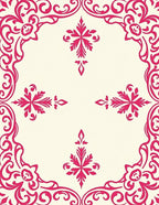 Ornate Pink Floral Scroll Pattern Rug