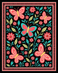 Vibrant Butterflies Floral Garden Pattern Rug