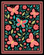 Vibrant Butterflies Floral Garden Pattern Rug