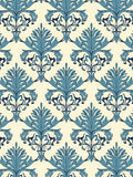 Classic Blue Floral Damask Pattern Rug