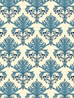 Classic Blue Floral Damask Pattern Rug