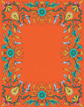 Vibrant Floral Scroll Border Design Rug
