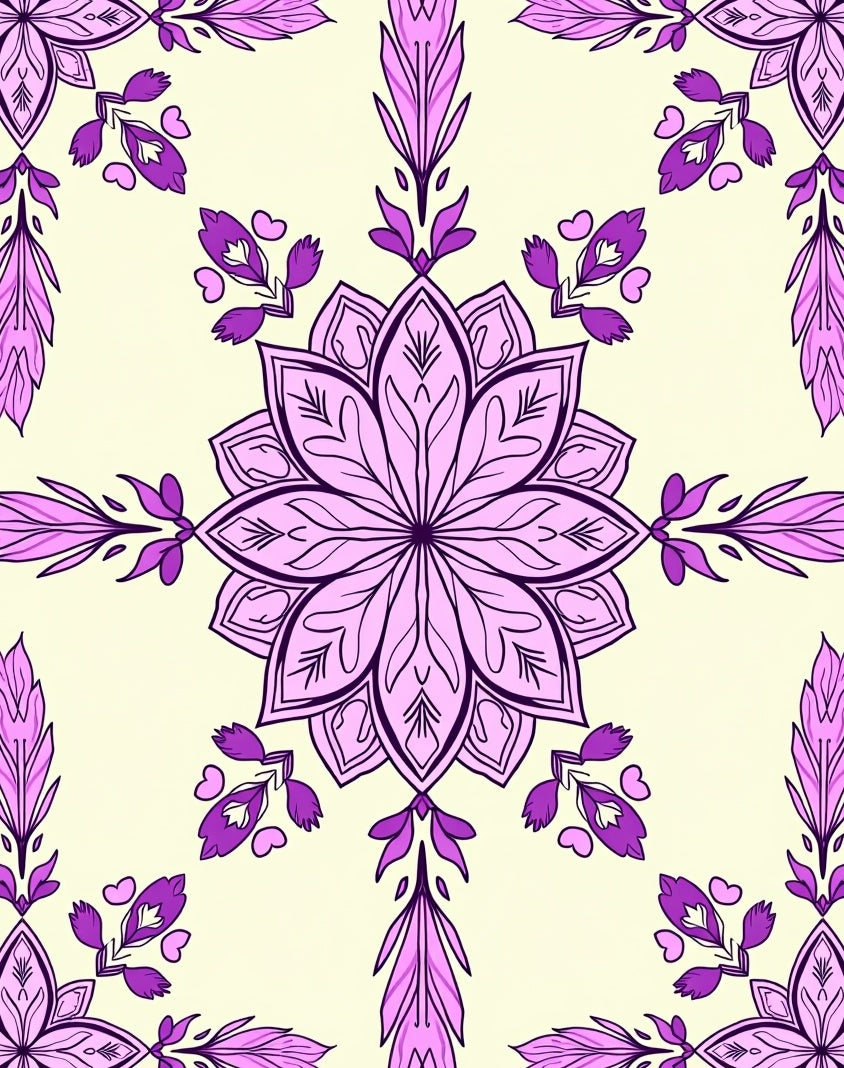 Luxe Purple Floral Mandala Art Rug