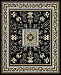 Ornate Black Gold Floral Design Rug