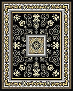 Ornate Black Gold Floral Design Rug