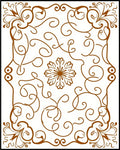 Brown Swirl Floral Scrollwork Pattern Art Rug