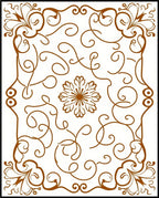 Brown Swirl Floral Scrollwork Pattern Art Rug
