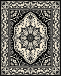 Ornate Floral Mandala Black Cream Rug