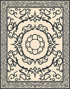 Cream Ornamental Scrollwork Rug