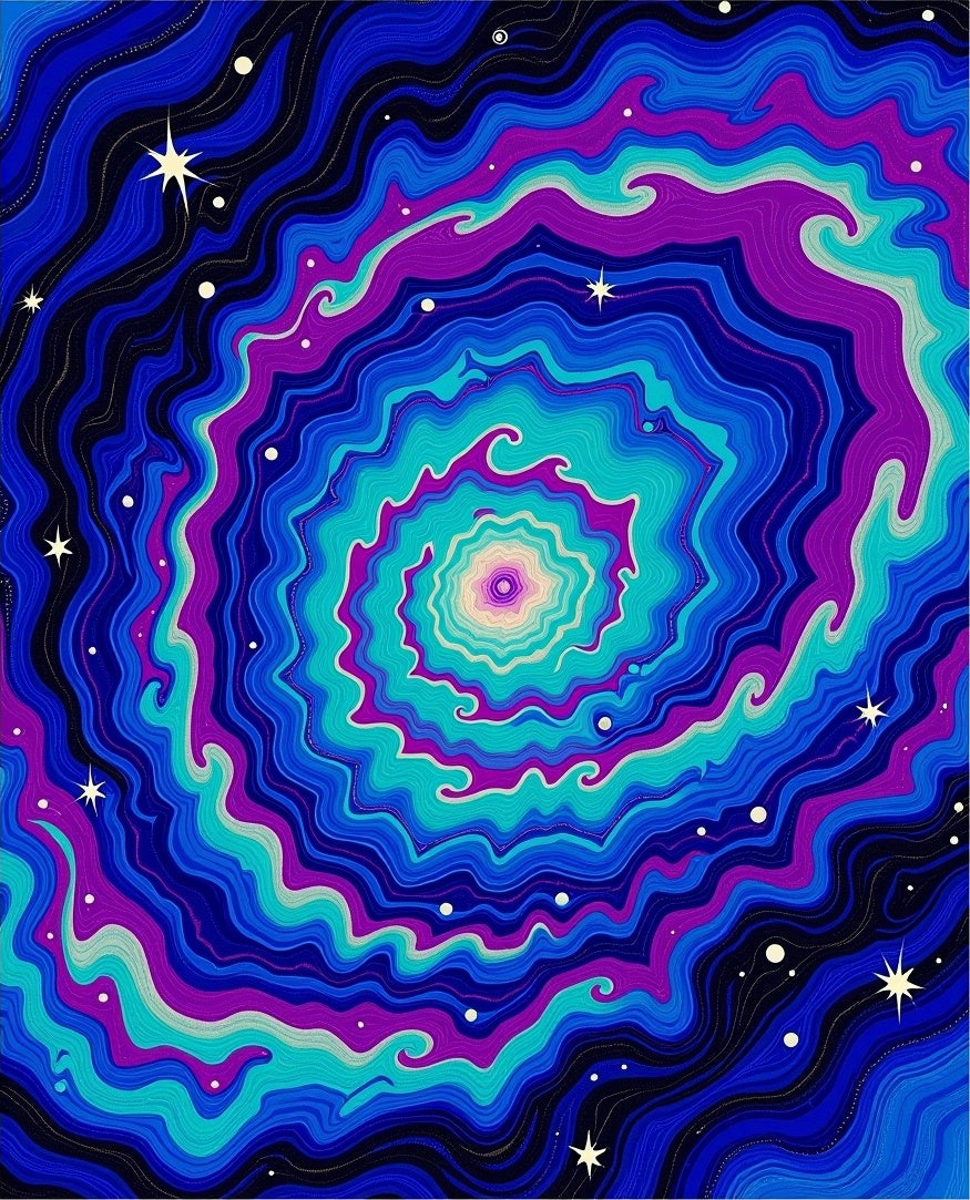 Cosmic Nebula Swirl With Stars Rug