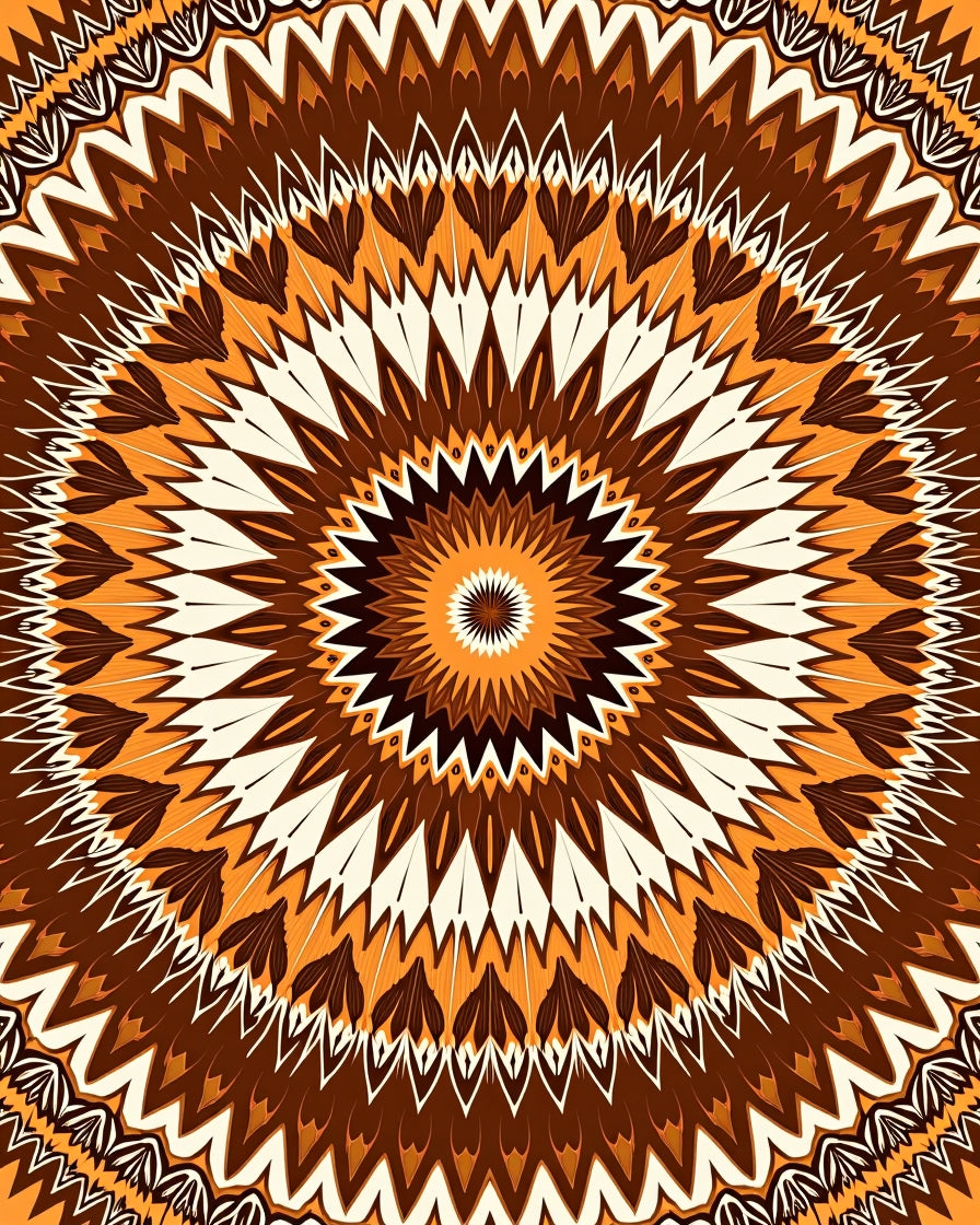Ornate Sunburst Geometric Pattern Rug