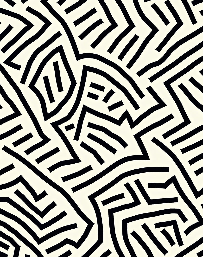 Black White Abstract Geometric Pattern Rug