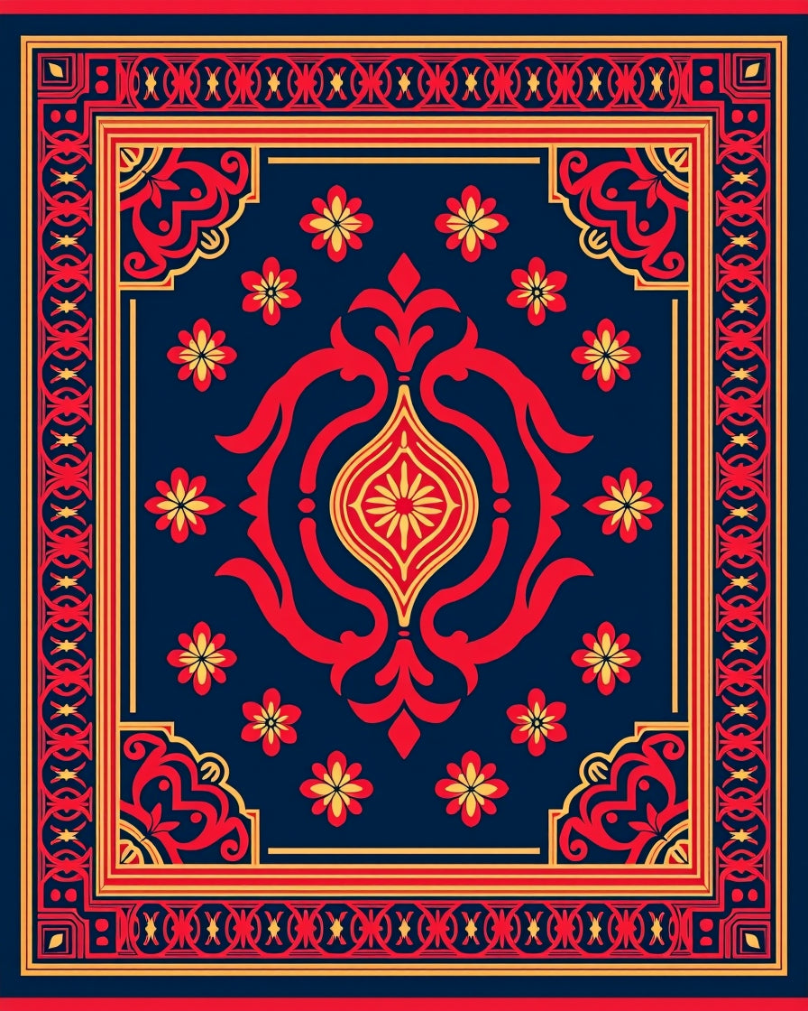 Bold Floral And Geometric Pattern Rug