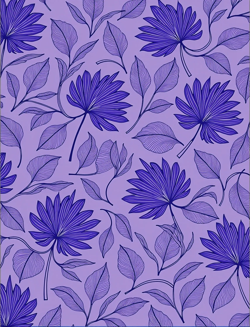 Purple Palm Leaf Art Deco Rug