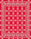 Red Geometric Floral Patterned Rug