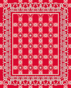 Red Geometric Floral Patterned Rug