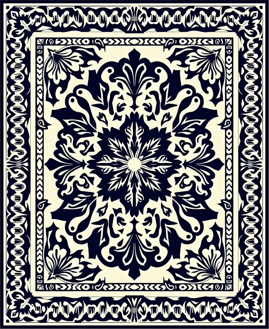 Ornate Bold Filigree Pattern Rug