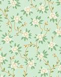 Mint Green Floral Vine Pattern Rug