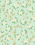 Mint Green Floral Vine Pattern Rug