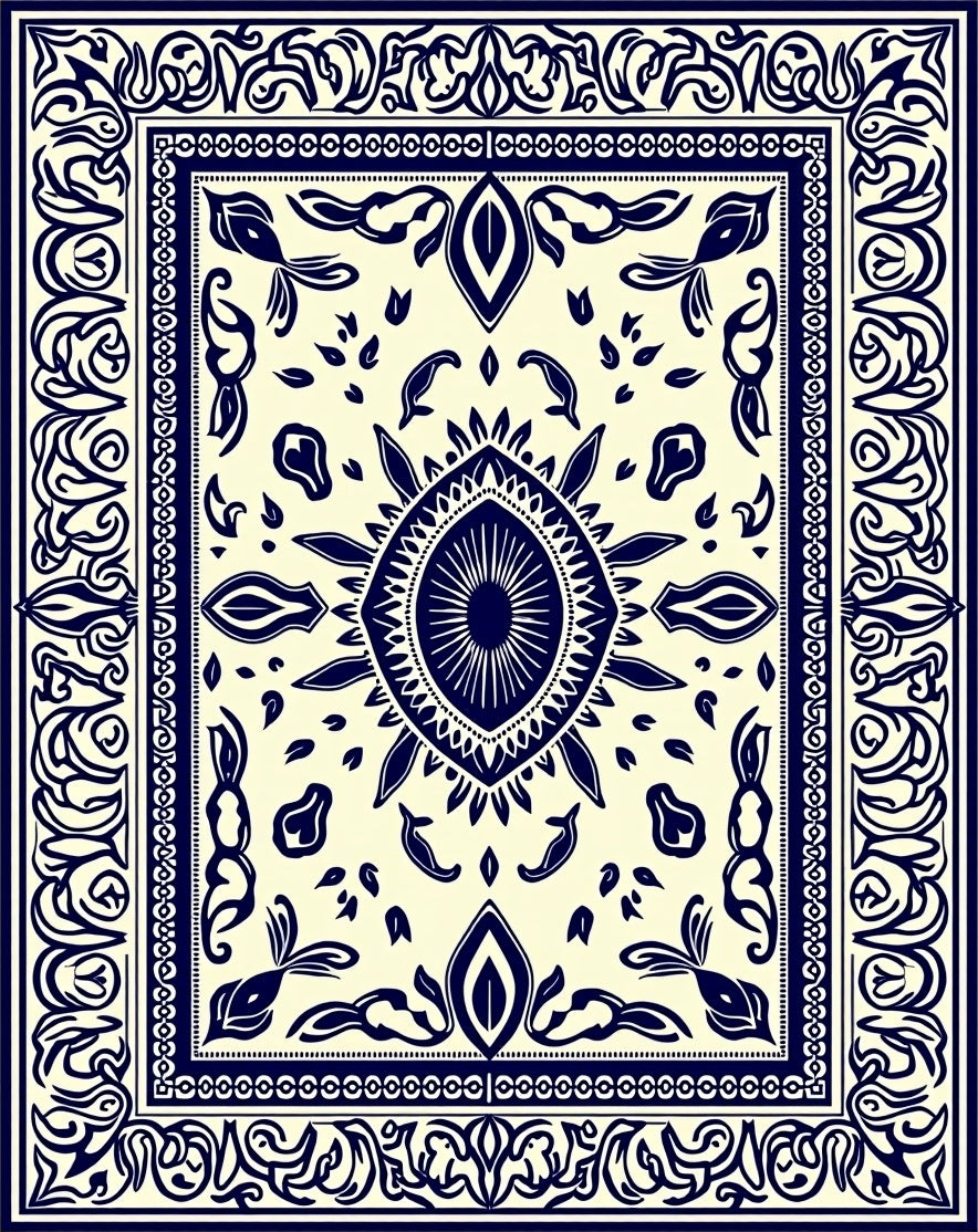 Classic Ornate Floral Mandala Pattern Rug
