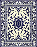 Classic Ornate Floral Mandala Pattern Rug