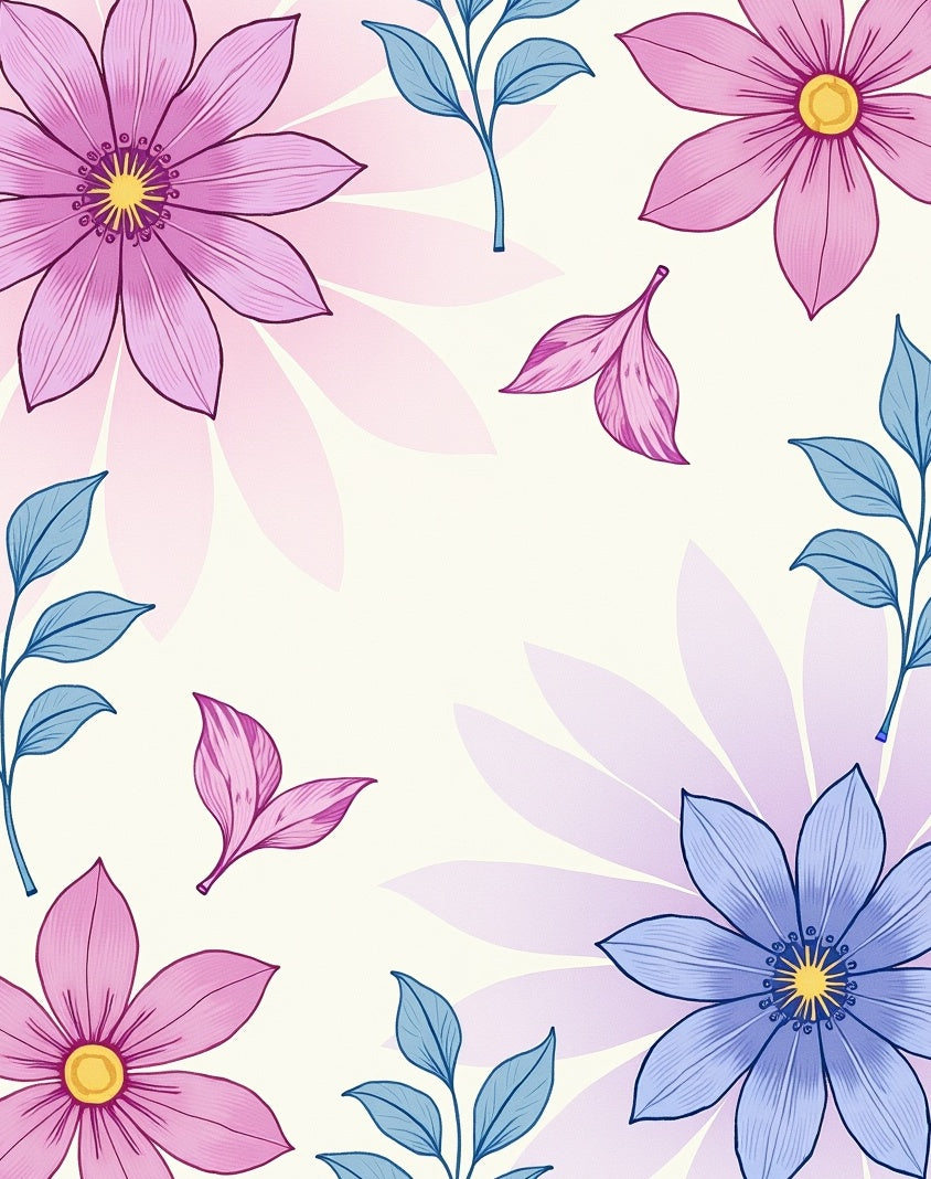 Whimsical Flower Leaf Pattern Rug
