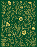 Golden Floral Botanical Design Rug