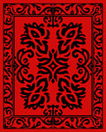 Ornate Black Floral Red Pattern Rug