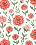 Delicate Coral Rose Floral Pattern Rug