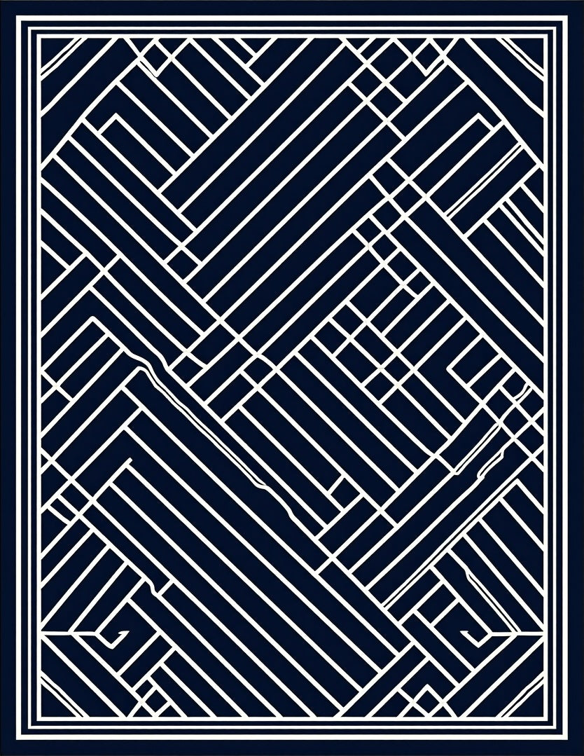 Structured Geometric White Lines Rug