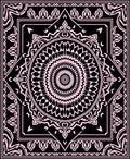 Black Pink Mandala Geometric Pattern Rug