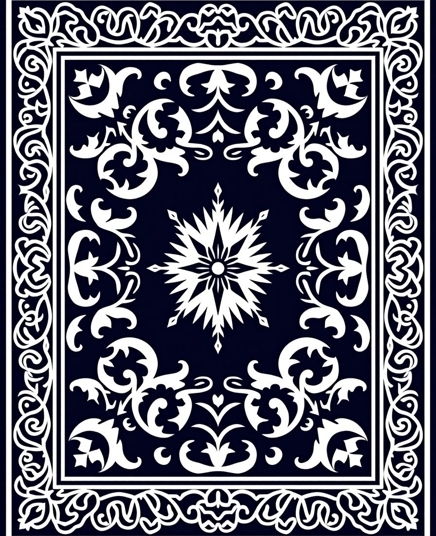 Ornate Starburst Floral Decorative Pattern Rug