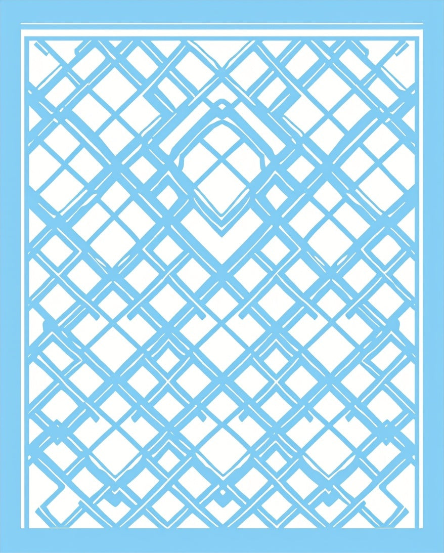 Abstract Blue Geometric Lattice Pattern Rug