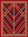Red Gold Geometric Stripe Rug