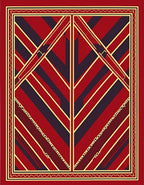 Red Gold Geometric Stripe Rug