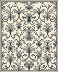 Elegant Black Cream Floral Damask Rug