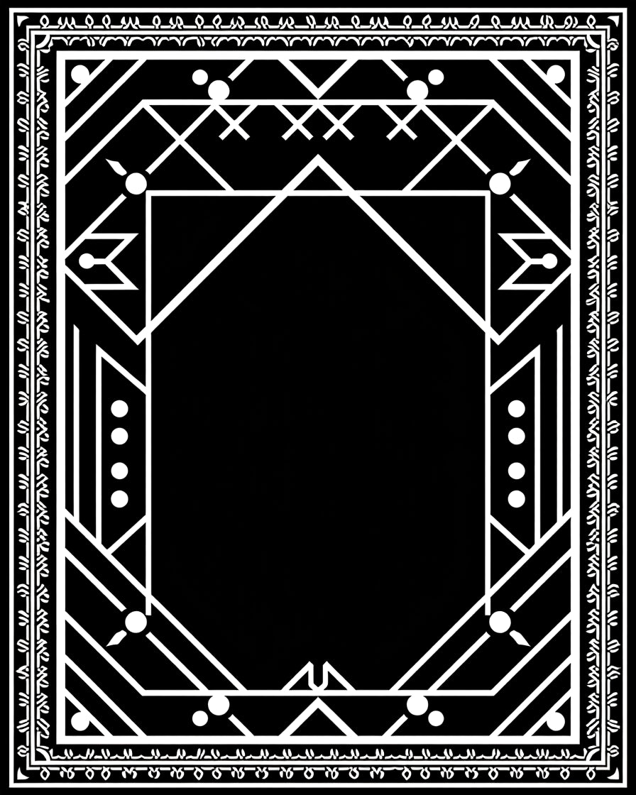 Geometric Deco White Border Style Rug