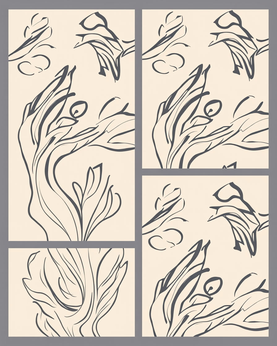 Abstract Organic Line Art Design Rug