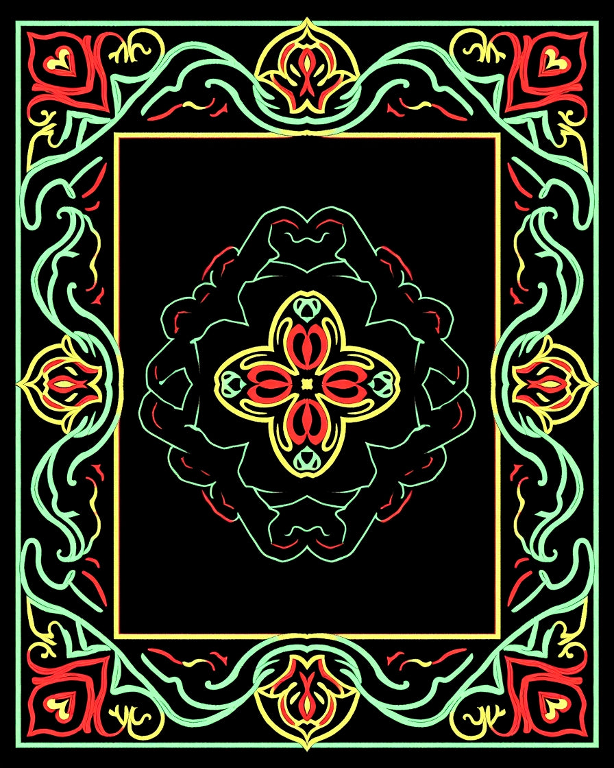 Vintage Floral Geometric Outline Rug