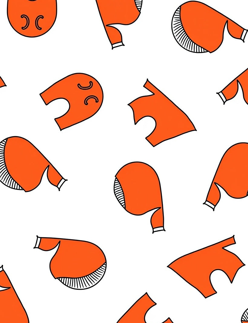 Abstract Orange White Whimsical Pattern Rug
